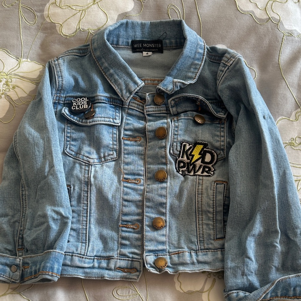 Wee Monster Kids Jean Jacket – Blue Denim with Patches